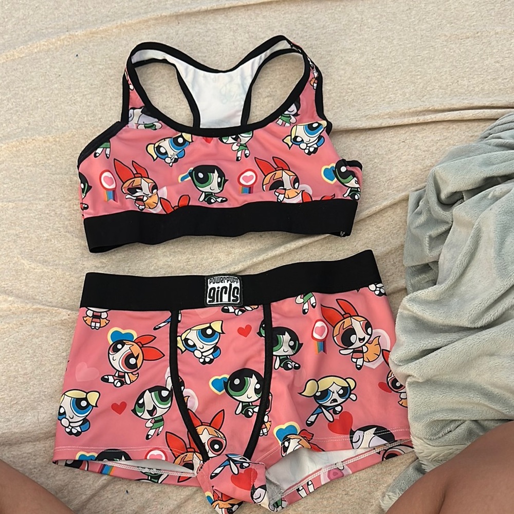Powerpuff Girls Pink Sports Bra and Shorts Set
